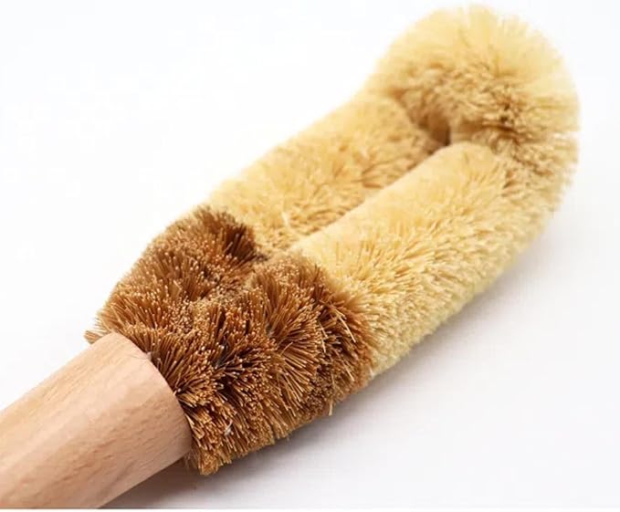 Natural Coconut Palm Long-Handled Cup Brush Wooden Bottle Brush Without Dead Angle Water Cup Cleaning Artifact Cup Brush