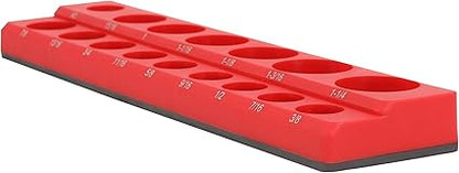 HFS(R) 12-inch Magnetic Socket Organizer Set Magnetic Socket Organizer Tray SAE Standard 12" Socket Holder Magnetic Tool Organizer 16 Slot Red Hold