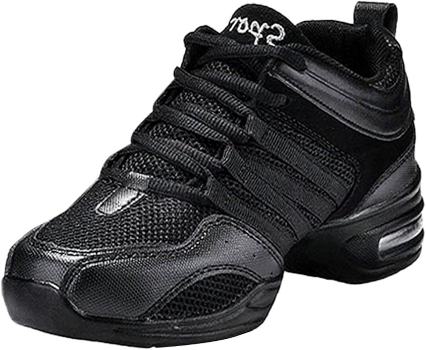 Prcfurdcge Women Dance Sneakers Jazz Shoes Lace-up Sneaker,Air Cushion Mesh Slip Jazz Dance Athletic Walking Shoes