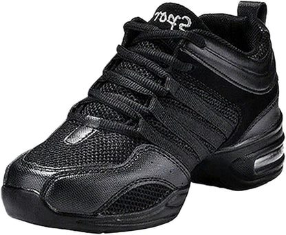 Prcfurdcge Women Dance Sneakers Jazz Shoes Lace-up Sneaker,Air Cushion Mesh Slip Jazz Dance Athletic Walking Shoes