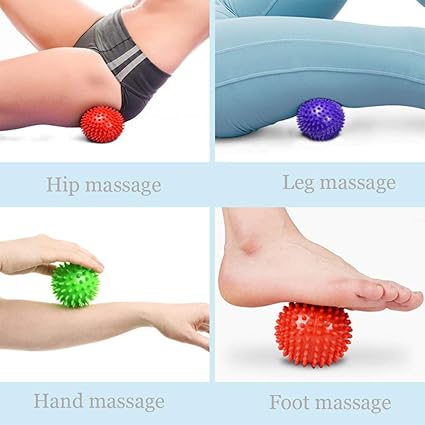 Durable PVC Spiky Massage Ball Deep Tissue Back Massage, Foot Massager, Pain Relief Plantar Fasciitis Reliever Hedgehog 3inch Balls (Black)