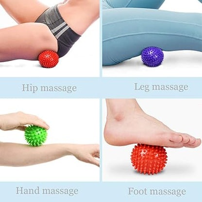 Durable PVC Spiky Massage Ball Deep Tissue Back Massage, Foot Massager, Pain Relief Plantar Fasciitis Reliever Hedgehog 3inch Balls (Black)