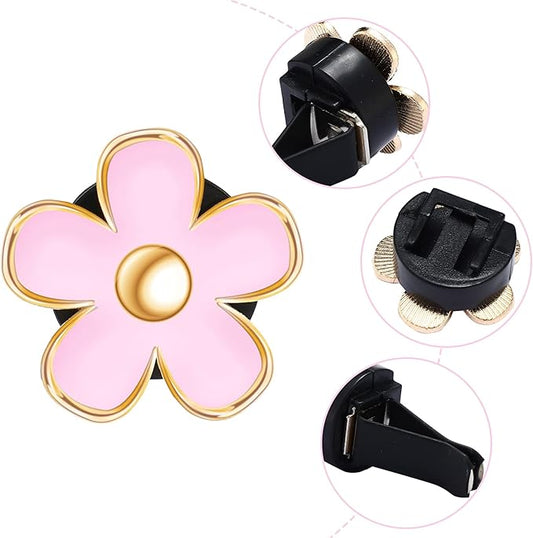 Frienda 6 Pcs Daisy Flower Air Vent Clip Air Conditioning Outlet Clip Car Air Freshener Charm Car Inter Decor Accessories(3 cm, 3.3 cm,Pink)