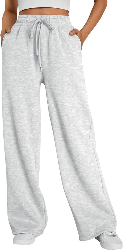Womens Wide Leg Fleece Lined Sweatpants Winter Baggy Lounge Travel Pants Fashion Outfits 2025 Joggers Clothes