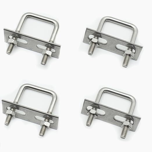 Stainless Steel Square U Bolt Clamp, Square Tube Clamps with Nut and Plate for Boat Trailer (M6*65 * 80)