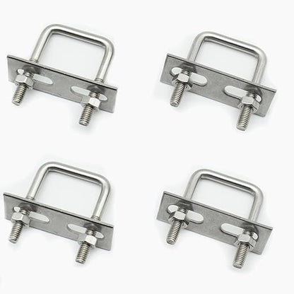 Stainless Steel Square U Bolt Clamp, Square Tube Clamps with Nut and Plate for Boat Trailer (M6*65 * 80)