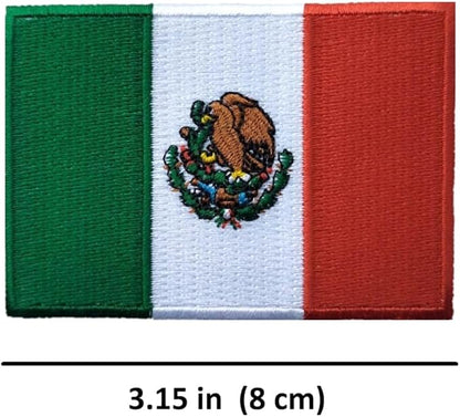 PatchClub Mexican Flag Patch, 3.15 inches - Iron On/Sew On, Parche Bandera de Mexico, Escudo Águila, Premium Embroidered - Colorful Border - Mexico Patch, Uniforme Emblema