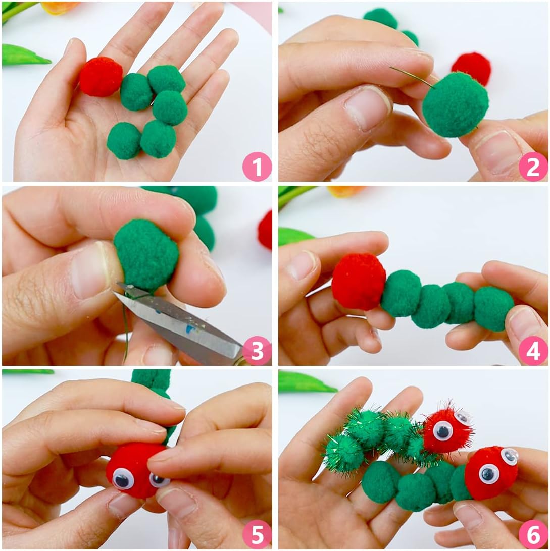 Bundooraking Black Pom Poms, 0.4inch (1cm), 2000pcs - Perfect for Crafts