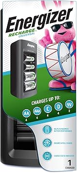 Energizer Recharge Universal Battery Charger with AA, AAA, C, D, 9V Compatibility