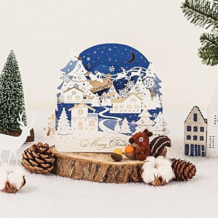 2024 Christmas Decoration Ornaments Custom 3D Postcard,Family Party Decors,Christmas Tree Ornaments Kits,Xmas Gifts,Novelty Gift Decorations,Personalized Bauble Bundle,Snowy Moonlight