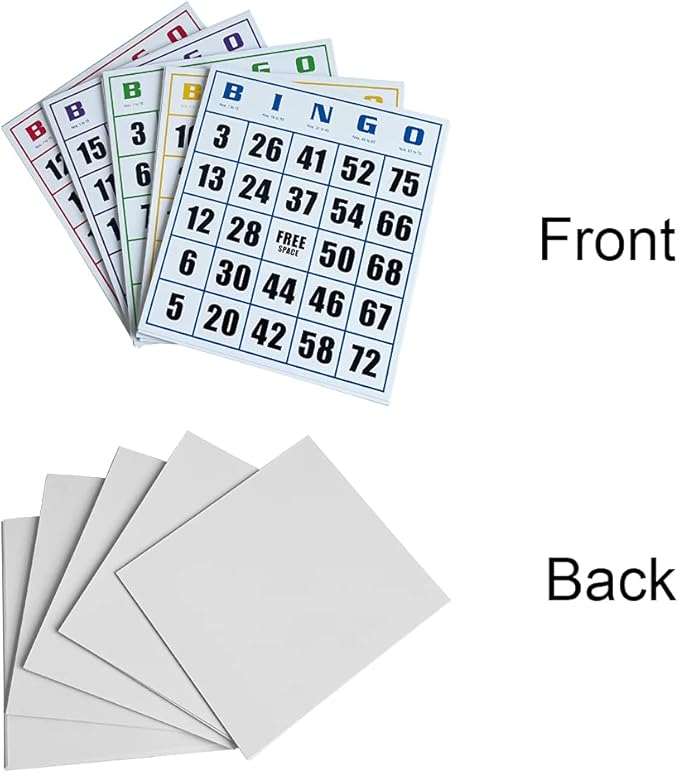 Yuanhe Jumbo Bingo Game Cards - 50 Pack Easy Read Bingo Set for Kids Party, School, Family Gathering, Casino Trip