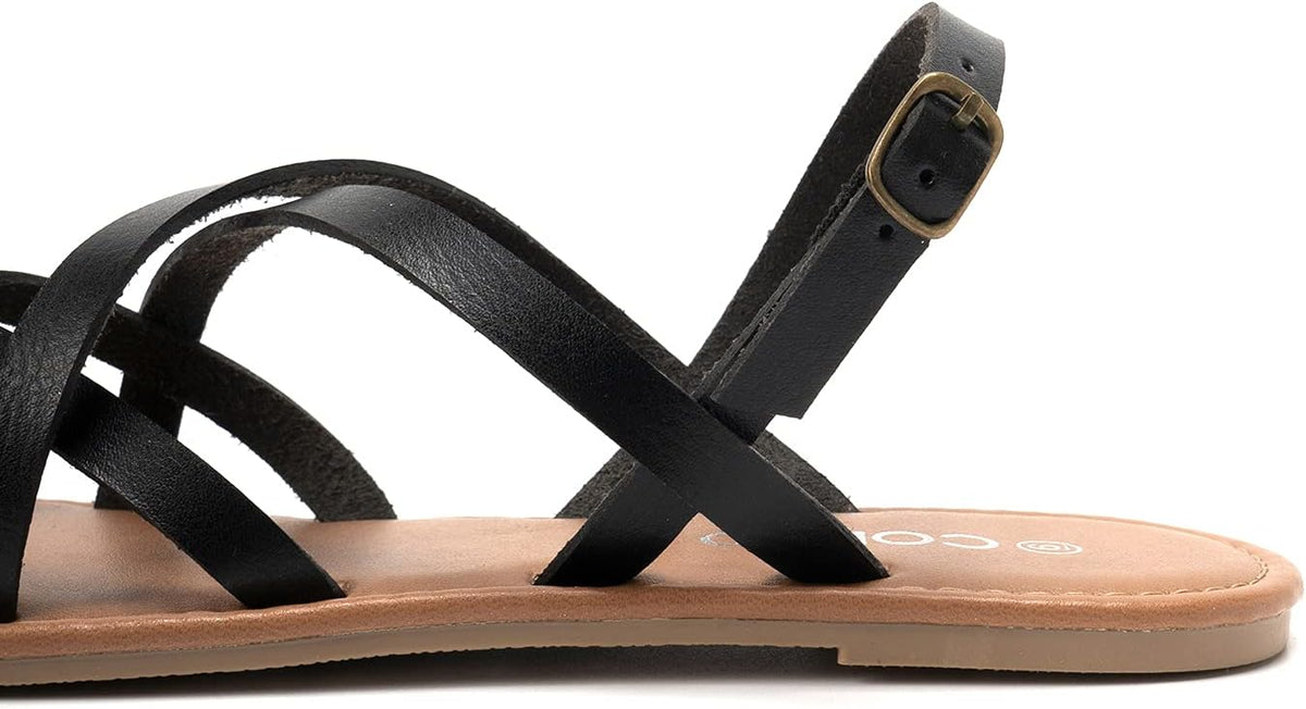 Colgo Women's Summer Strappy Flat Sandals, Adjustable Casual Fisherman Sandal with Open Toe Slingback Gladiator Sandals.