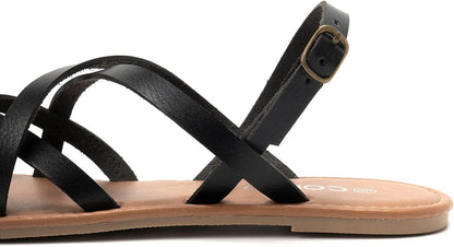 Colgo Women's Summer Strappy Flat Sandals, Adjustable Casual Fisherman Sandal with Open Toe Slingback Gladiator Sandals.