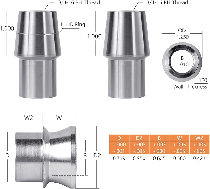 34 Heim Joint Rod End Kit,.750" Chromoly Heim Joints Panhard Rod End Kit for Steering,Suspension, Traction Bars, RightLeft Hand Thread with Spacer,Tube Adapters  Jam Nuts - 1Set