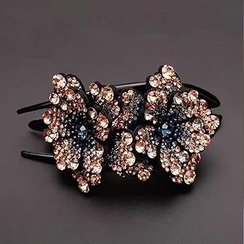 Double Flower Rhinestone Hair Clip Non-Slip Women Elegant Duckbill Clip Hair Dovetail Clips Hair Claw for Thick Long Hair Accessories(B)