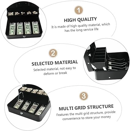 STOBOK 1pc Cash Register Box Cash Register Box Container with Lid Money Coin Tray Cashier Money Case Cash Drawer Cashier Drawer Cashier Storage Case Coins Case Money Box Abs With Cover
