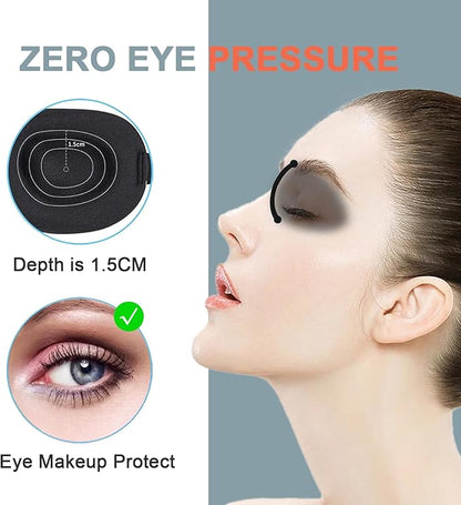 Sleep Masks for Women Men, Blackout Blindfold Eye Cover for Travel, 3D Eye Mask for Deep Sleep, Sleep Mask for Side Sleeper, Eye Mask with Adjustable Strap for Sleeping,Soft Breathable Eye Cover,Black