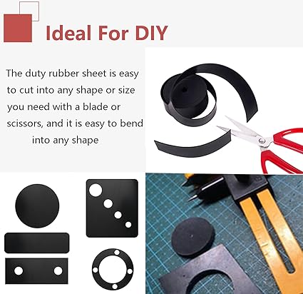 Neoprene Rubber Sheet Solid Rubber Strips Roll PadInsulation for Weather Stripping, Gasket, Shield, Costume, Seal, DIY (116" (.062") Thick, 12" Wide X 10' Long)