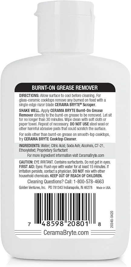 Cerama Bryte Burnt on Grease Remover, 2 Ounce Bottle (20812)