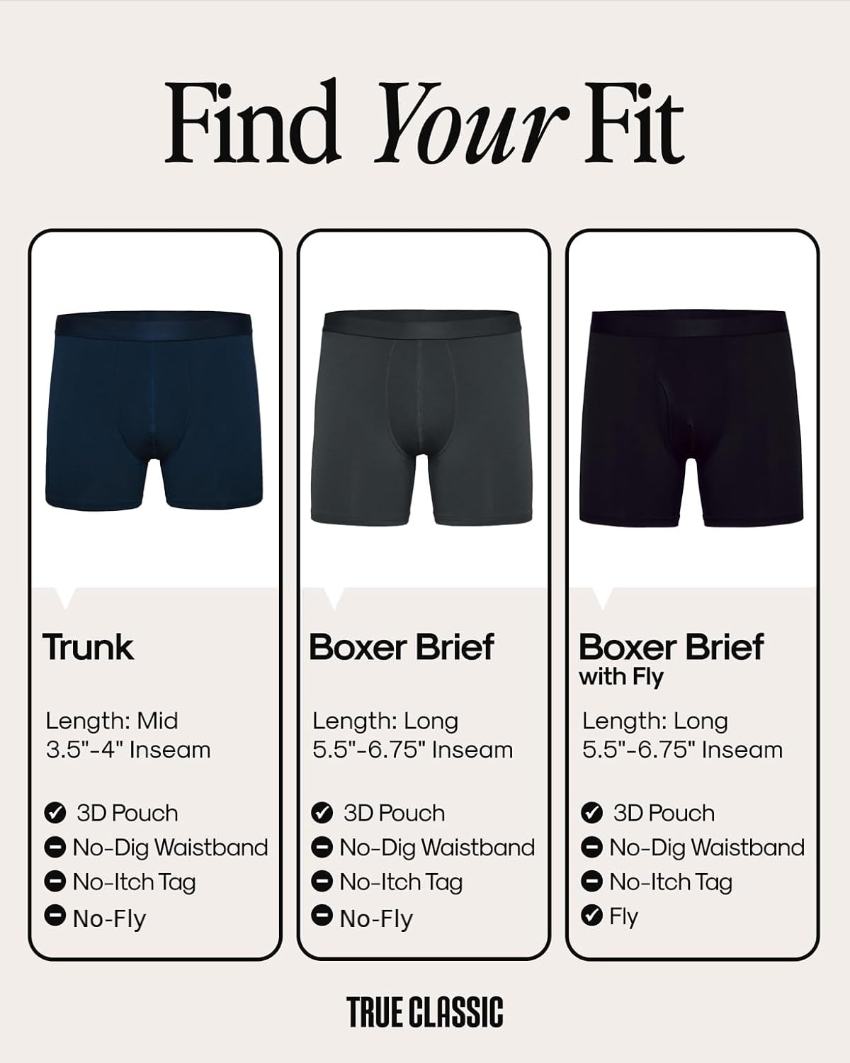 True Classic Mens Underwear 1pc – Mens Boxer Briefs Pack, 1” Boxer Brief & 4” Trunk Novelty Underwear for Men, Micromodal. (Only One)