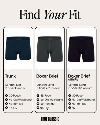 True Classic Mens Underwear 1pc – Mens Boxer Briefs Pack, 1” Boxer Brief & 4” Trunk Novelty Underwear for Men, Micromodal. (Only One)
