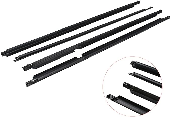 labwork 4pcs Black Weatherstrip Window Moulding Trim Seal Belt Replacement for 2009-2012 Toyota Corolla Sedan 4-Door 75710-02210 75720-02210 75730-02190 75740-02190