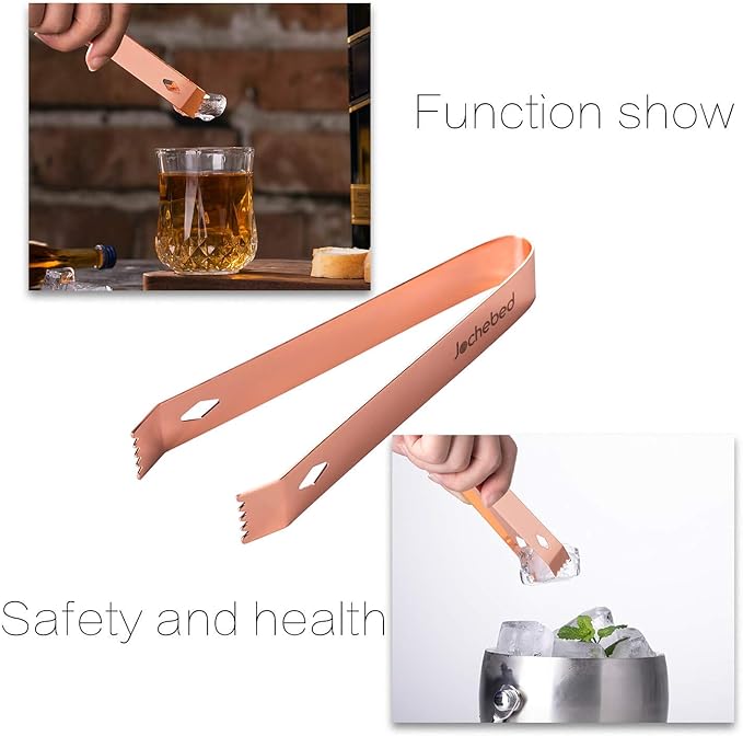 Stainless Steel Ice Bucket Tongs - Mini Serving Tongs Metal Appetizers Tongs for Serving Ice Sugar Whiskey Rock Dessert (Light Rose Gold)