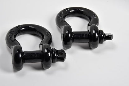 Hi-Gear Pack of 2 Black Bow Shackles 3/4" D Ring Shackle Rugged Unbreakable 28.5 Ton (57,000 Lbs) Maximum Break Strength with 7/8'' Pin Bow Screw Heavy Duty D Ring for 4x4 Vehicle Recovery
