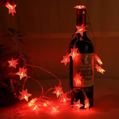 Amaping 2 Meters 10 LED Crystal Clear Star Fairy String Light Wedding Party Outdoor Decor Lamp Home Garden Decoration Lighting for Outdoor, Patio, Lawn, Garden, and Holiday Festivals (Red)