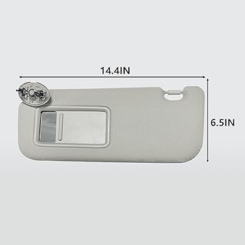 Left Driver Side Sun Visor Compatible with Toyota Corolla 2007 2008 2009 2010 2011 2012 2013, Replacement Front Left Sun Visor Assembly wMakeup Mirror 74320-12E00-B0