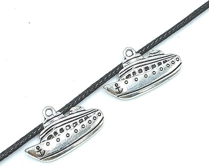 12pcs Charms Nautical Ship Pendants Alloy Tibetan Silver Bulk for Bracelets Keychain Necklace DIY Craft Jewelry Making Supplies Accessory 25 X 15mm (Ancient Silver)