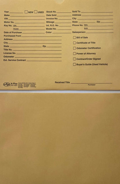 Vehicle Printed Dealer Jackets #511 DSA-546 Buff, 100 Quantity (P*)