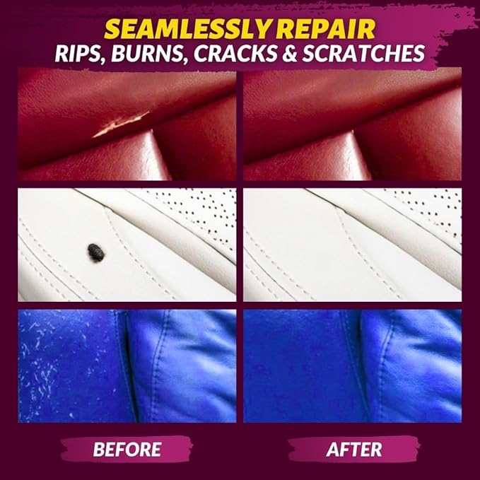COCONIX Leather  Vinyl Repair Kit - Brown  Shades  Fix Tears, Holes, Scratches, and Peeling on Leather and Vinyl Furniture, Car Seats, and Jackets  Easy Application with Customizable Colors