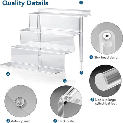 9 Inch Acrylic Shelf for Perfume Organizer, 4 Tier Funko POP Shelves, Cologne Organizer Tiered Riser Display Stand, Acrylic Display for Decoration