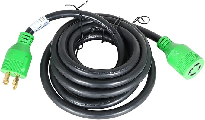 labwork 15FT 4 Prong 30 Amp Generator Extension Cord Green Connector Replacement for L14-30P to L14-30R Generator Cable