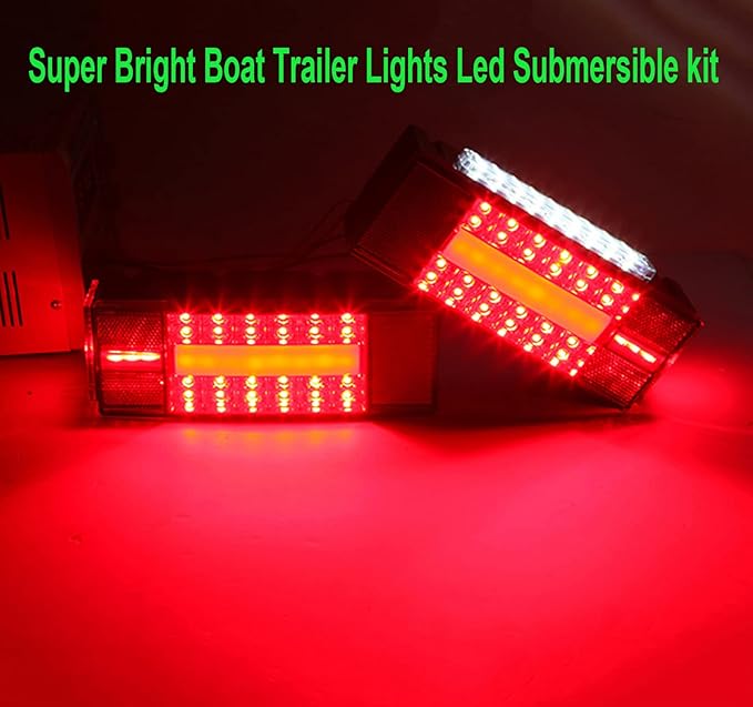 Boat Trailer Lights, Low Profile Rectangular Trailer Lights Led Kit, Red Sealed IP68 Waterproof Trailer Rear Lights Replacement for Fishing Boat Trailers, Truck, Boat etc