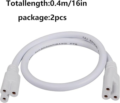 SinLoon UL-LP Certification T5 T8 LED Lamp Connecting Wire Ceiling Lights Daylight LED Integrated Tube Cable Linkable Cords for LED Tube Lamp Holder Socket Fittings with Cables(16IN0.4M,2-Pack)