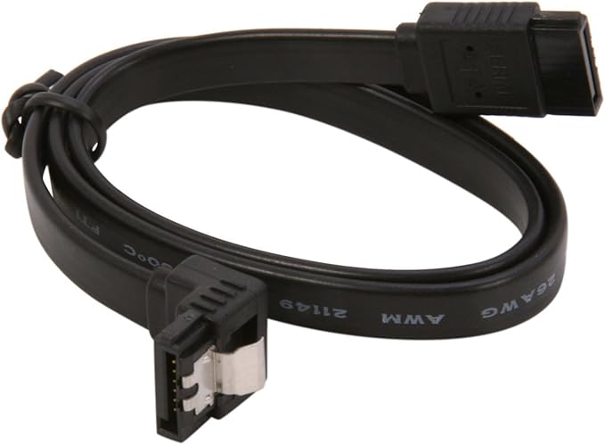 SATA III (SATA 3) Cable Black with Locking Latch Straight to Right Angle 90 Degree  Serial ATA  1,5GBs3GBs6GBs Compatible with Sata I and Sata II (45cm) (1pack)