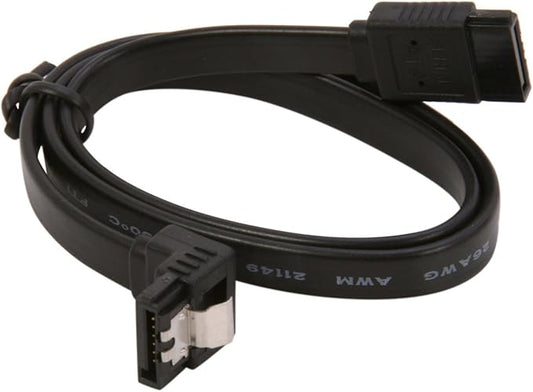 SATA III (SATA 3) Cable Black with Locking Latch Straight to Right Angle 90 Degree  Serial ATA  1,5GBs3GBs6GBs Compatible with Sata I and Sata II (45cm) (1pack)