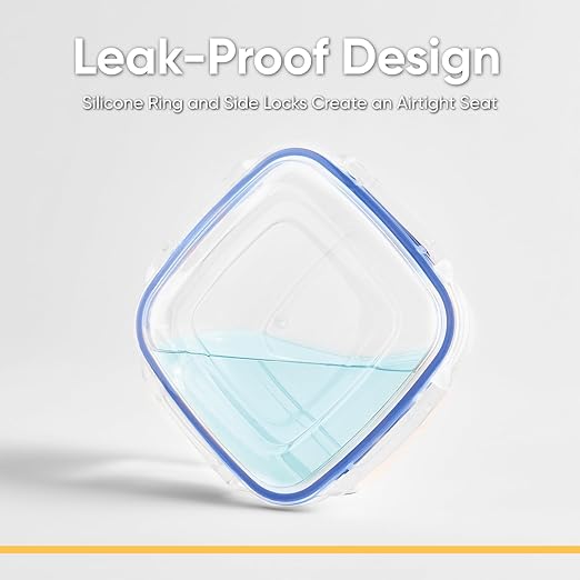 Superio Plastic Food Storage Containers with airtight Lid for Pantry, 2 Pack, Fridge- 80 Oz- BPA Free, Leakproof Sealed Container- Microwave, Dishwasher and Freezer Safe, Clear (Clear)