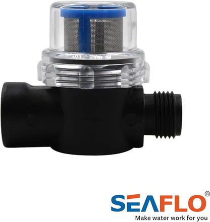 SEAFLO Water Pump Inline Strainer Filter (MN:51S01) - 12" NPSM InletOutlet - RV Replacement- Compatible, Shurflo, and WFCO Pumps (01-Pack)