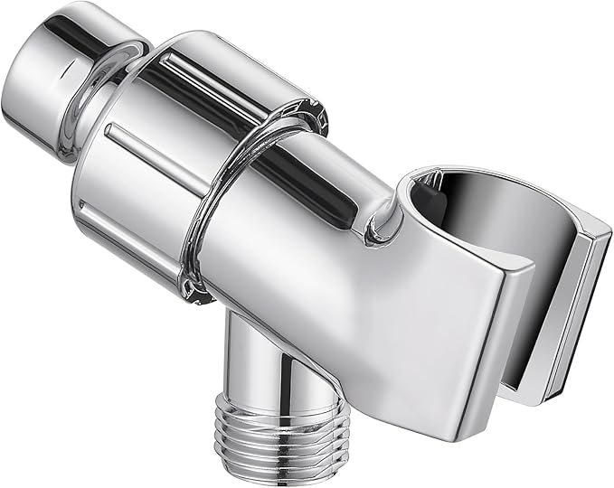 Cobbe Shower Head Holder for Handheld Shower Head, Brass pivoting ball adjustable Shower Arm Mount for Connecting Shower Arm and Shower Hose, 12 Inch IPS Female Inlet and Male Outlet, Chrome Finish