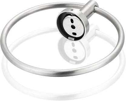 Bahroom Towel Ring Stainless Steel SUS 304,Circle Hand Towel Holder,Matte Round Towel Holder Wall Mount Towel Rack Silver