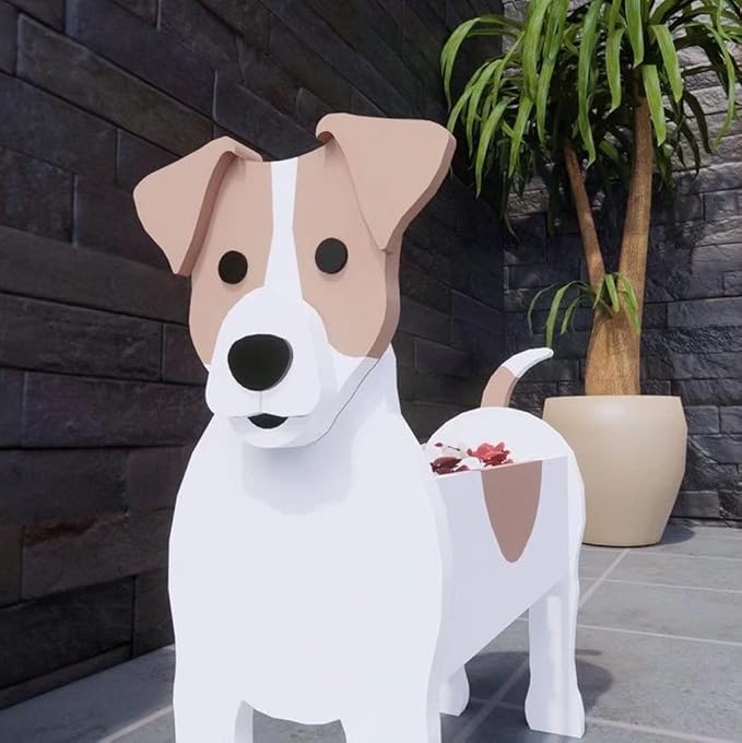Dog Planter Plant Pots Animal Shaped Cartoon Large Planter Cute Dog Flower Pot for Home Office Garden Decoration Jack Russell Terrier