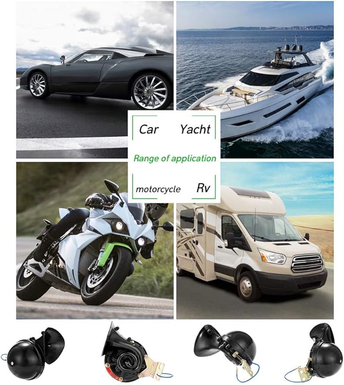 Air Horn Loud 105DB 12V24V Black Waterproof Electric Snail Horn Air Horn Raging Sound For Car Motorcycle Truck Boat