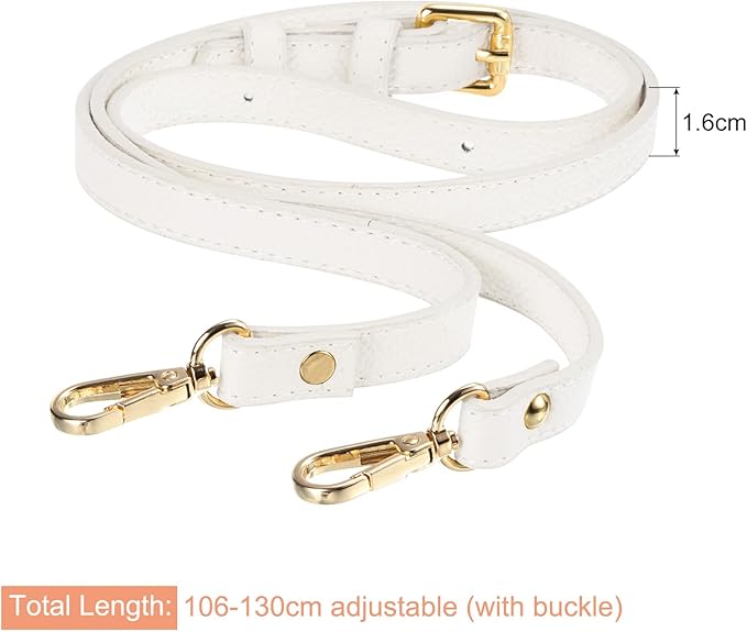 uxcell Purse Strap, Leather Adjustable Replacement Strap for Women's Crossbody Handbags Bag, 0.6" Wide, 41-51" Long (White)