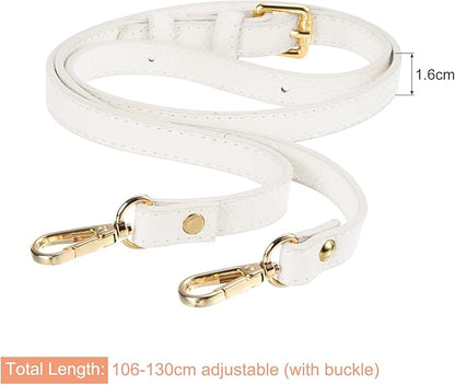 uxcell Purse Strap, Leather Adjustable Replacement Strap for Women's Crossbody Handbags Bag, 0.6" Wide, 41-51" Long (White)