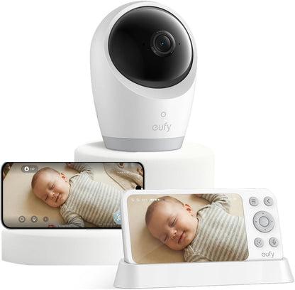 eufy Baby Monitor E21, 4K UHD Camera, 5" 720p Screen, No Wi-Fi | No Subscription Fee, WiFi & No Wi-Fi, 8x Zoom, Dual Wi-Fi/Local, 24/7 App Recording, ANR, Built-in Battery