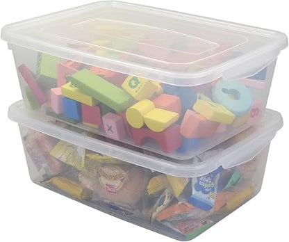 Morcte 4-Pack 14 L Basic Clear Plastic Storage Box with Clear Lid, Clear Storage Bin