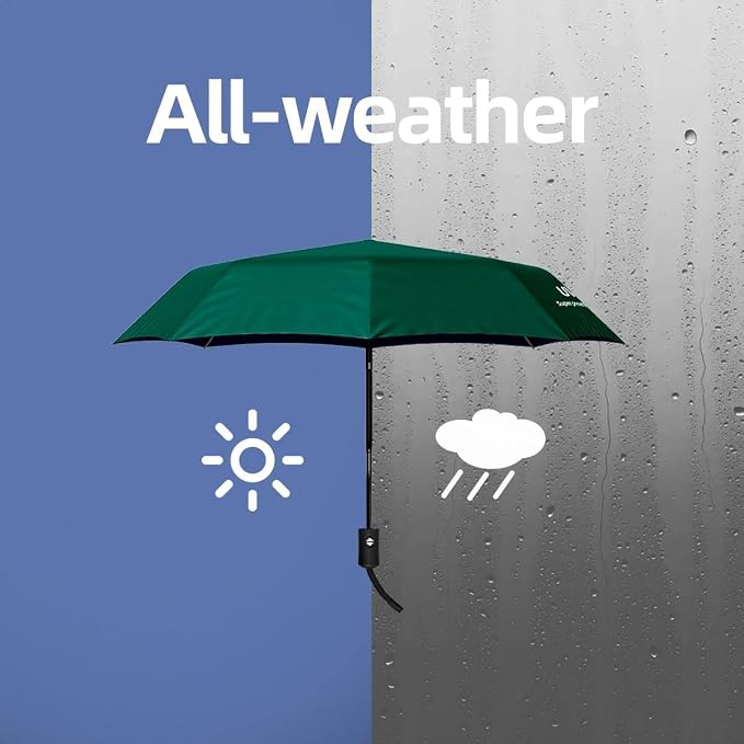 Umbrella for Rain and Sun, Windproof Travel Size Compact Folding Umbrella with Ergonomic Handle for Daily Commute and Outdoor